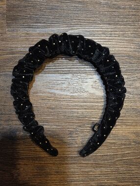 Lele Sadoughi Jet Black Gold Dot Kelly Headband